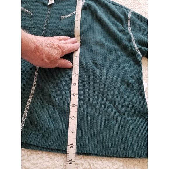 BP Women's Split Neck OSR Cropped  Thermal Knit Henley Shirt Green Moss Size S - Picture 5 of 7